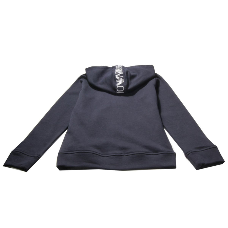 Armani Junior Navy Chest Logo Hoodie