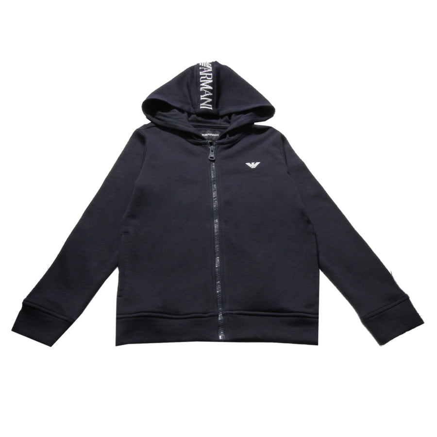 Emporio Armani Navy Chest Logo Hoodie front 