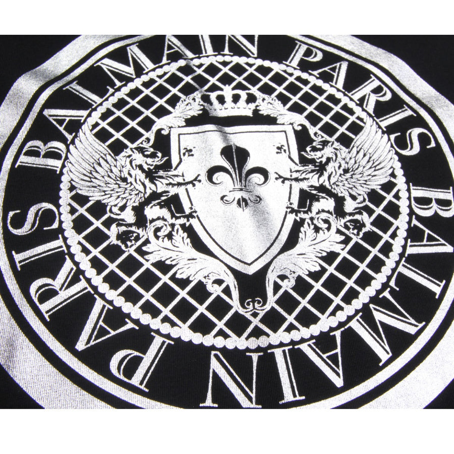 Balmain Paris Kids Black Logo Printed T-Shirt Detail