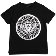 Balmain Paris Kids Black Logo Printed T-Shirt Front