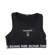 Balmain Kids Logo Print Crop Top