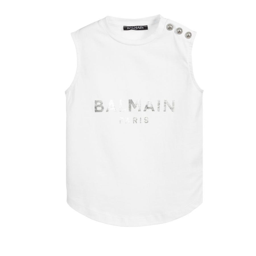 Balmain Kids Logo Print Tank Top