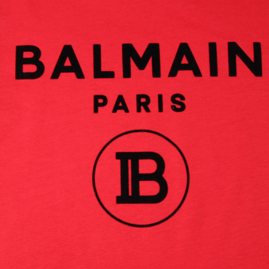 Balmain Paris Red and Black Logo T-shirt