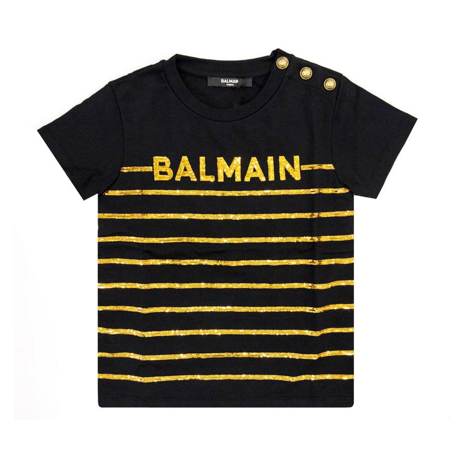 Balmain Kids Black Sparkle T-Shirt