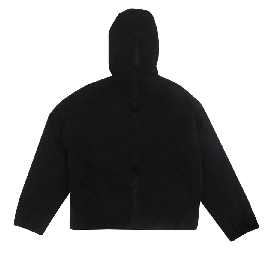 Armani Junior Black Logo Tape Hooded Jacket