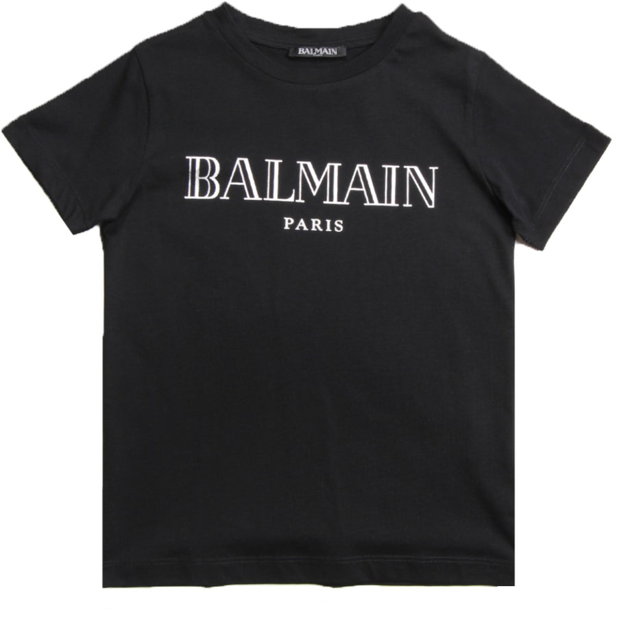 Balmain Paris Black Cotton Logo T-Shirt