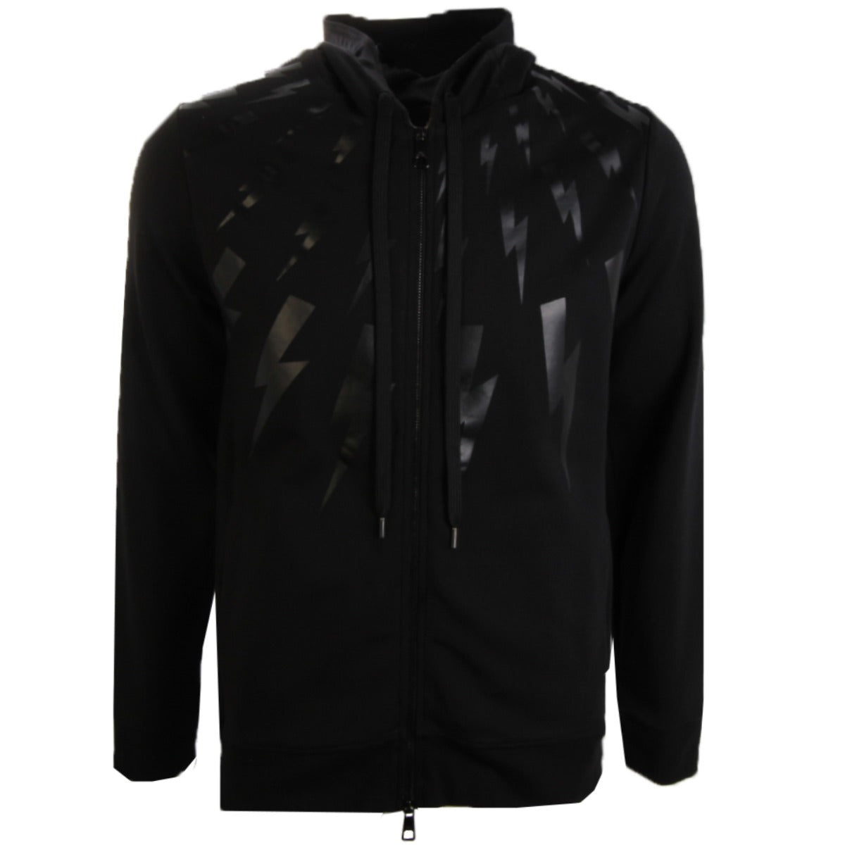 Neil Barrett Black Lightning Bolt Hoodie Zipper 