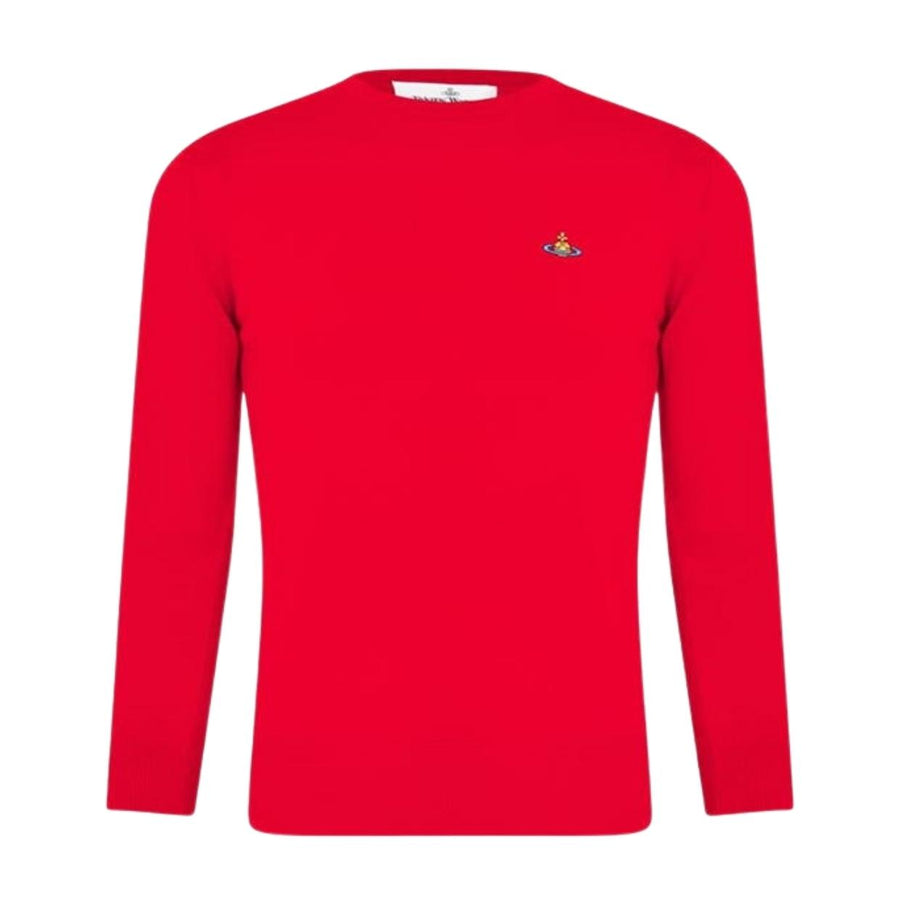 Vivienne Westwood Red Embroidered Logo Wool Jumper