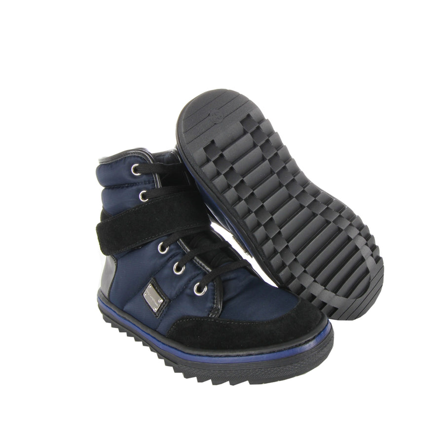 Dolce & Gabbana Kids Blue Leather Snow Boots - Retro Designer Wear