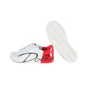 Dolce & Gabbana Kids Red Heel White Trainers - Retro Designer Wear