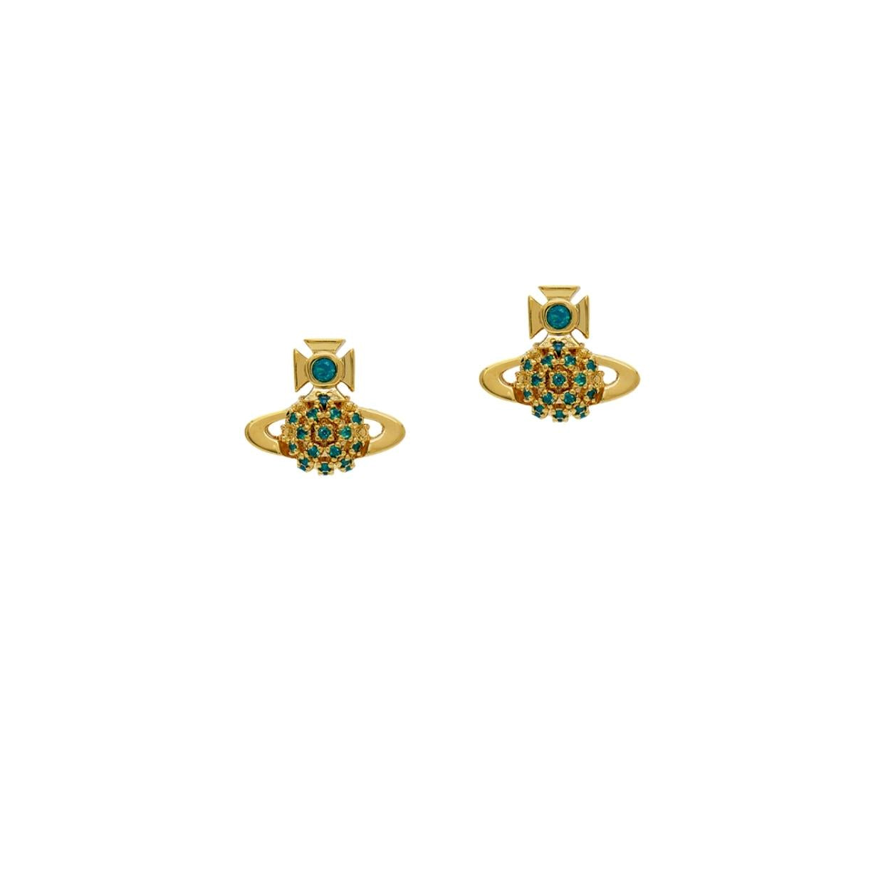 Vivienne Westwood Donna Bas Relief Gold Turquoise Earrings