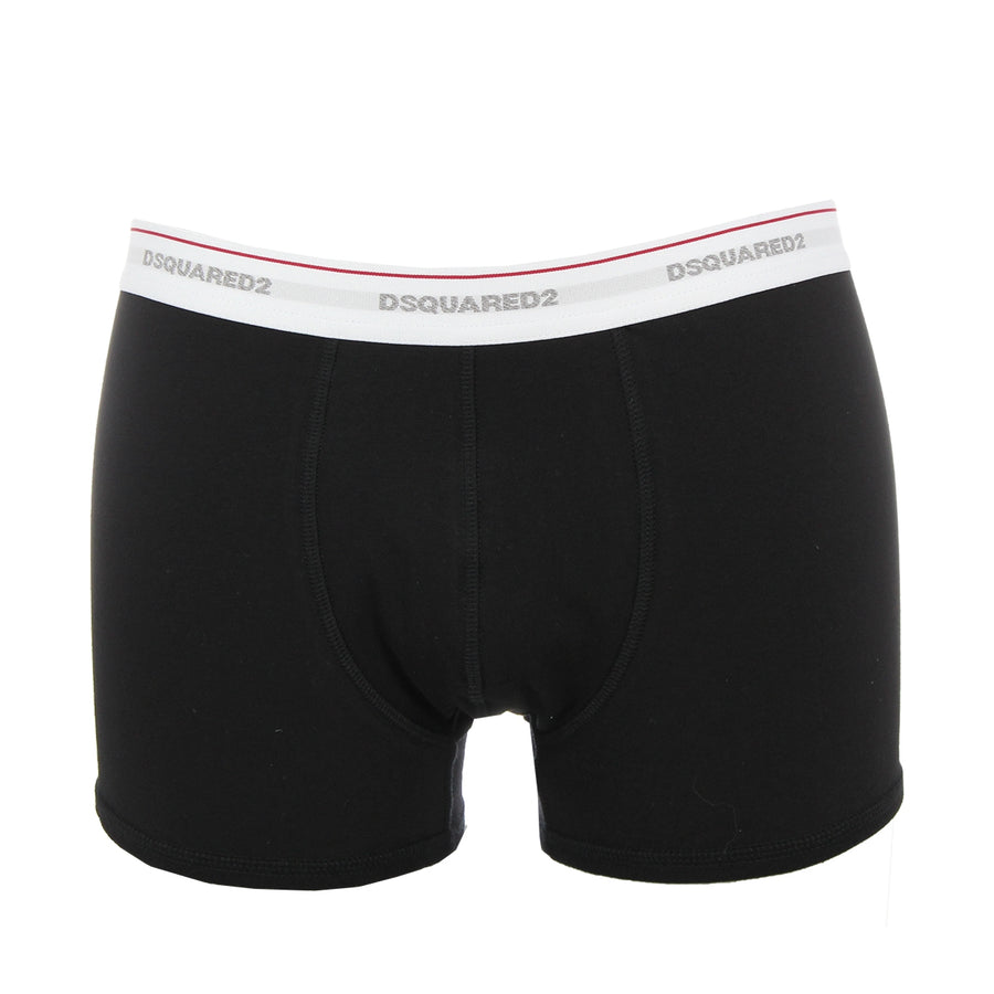 DSquared2 Twin Pack Black Cotton Stretch Boxer Shorts front 