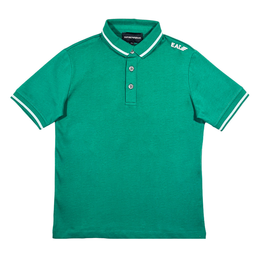 Armani Junior Green Rubberised Logo Polo Shirt