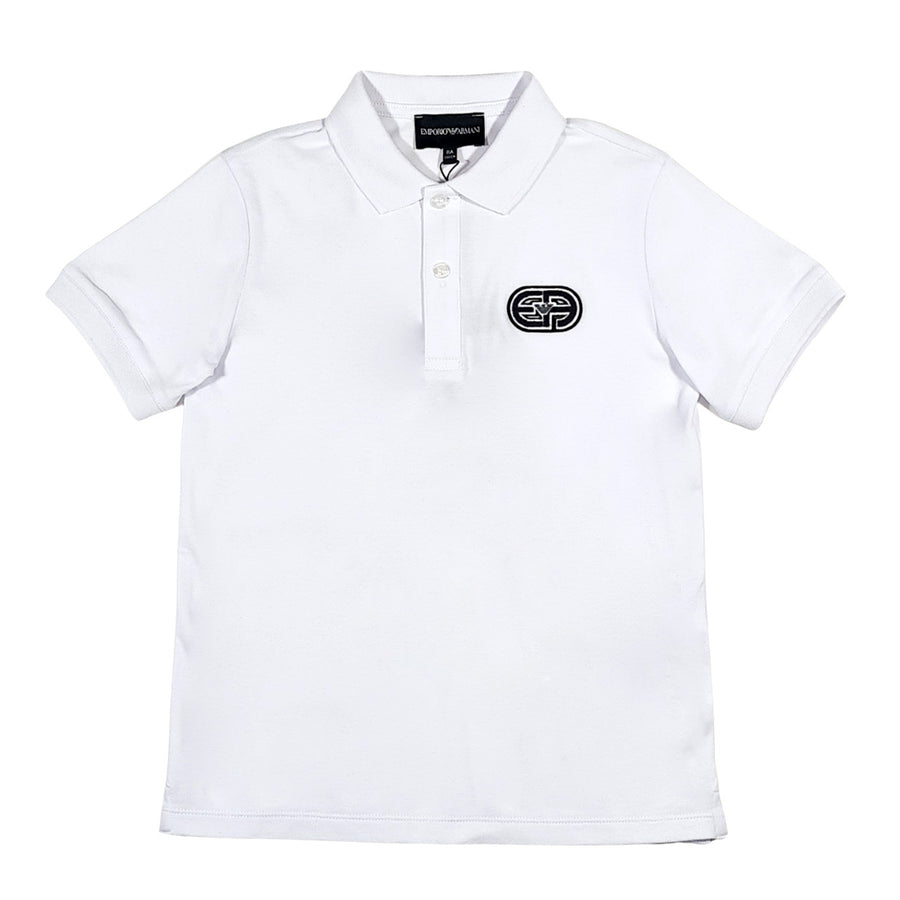Armani Junior White Logo Tag Polo Shirt