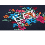 EA7 Girls Flower Logo Navy Top - Retro Designer Wear