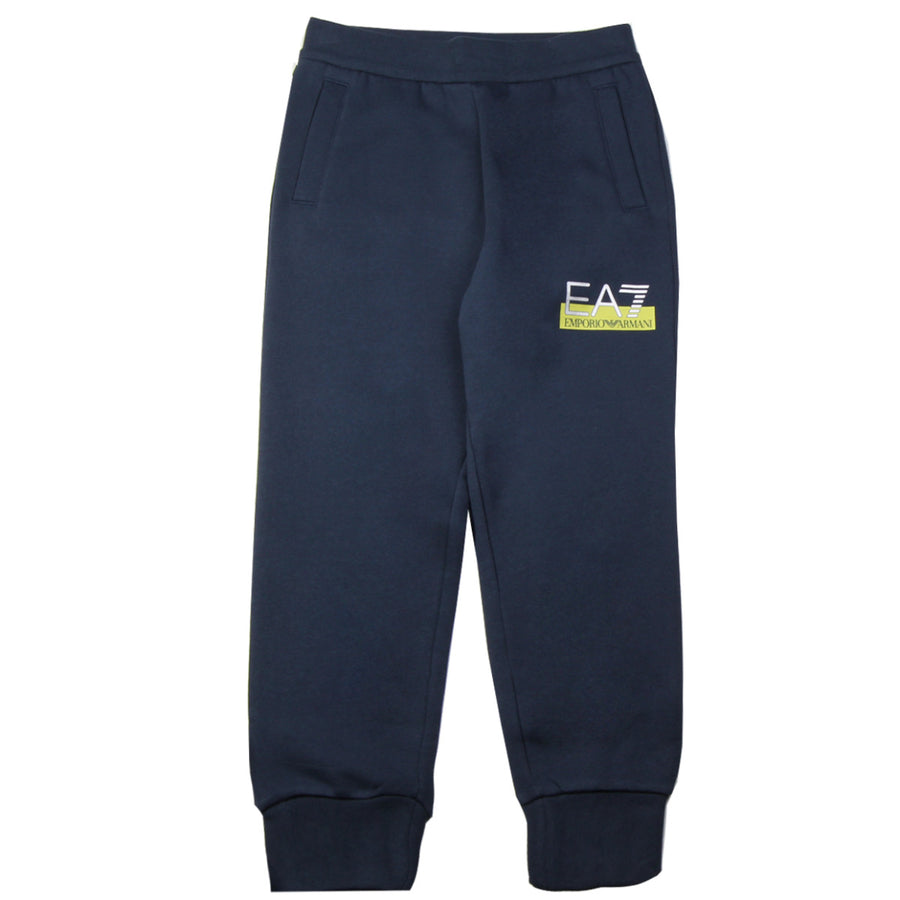 EA7 Junior Navy Logo Print Trousers front 