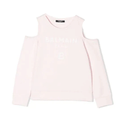 Balmain Kids Pink Cutout Shoulder Sweatshirt