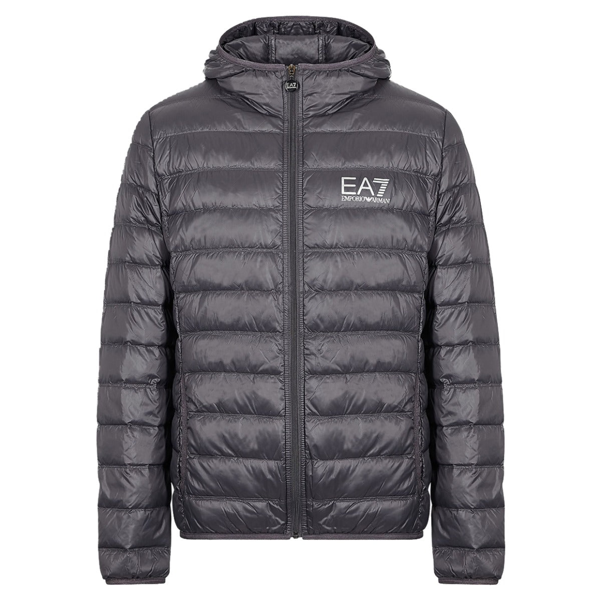EA7 Grey Technical Fabric Down Jacket Front 