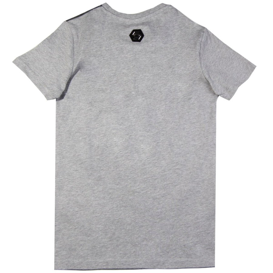 Philipp Plein Junior Grey Embellished Logo T-shirt