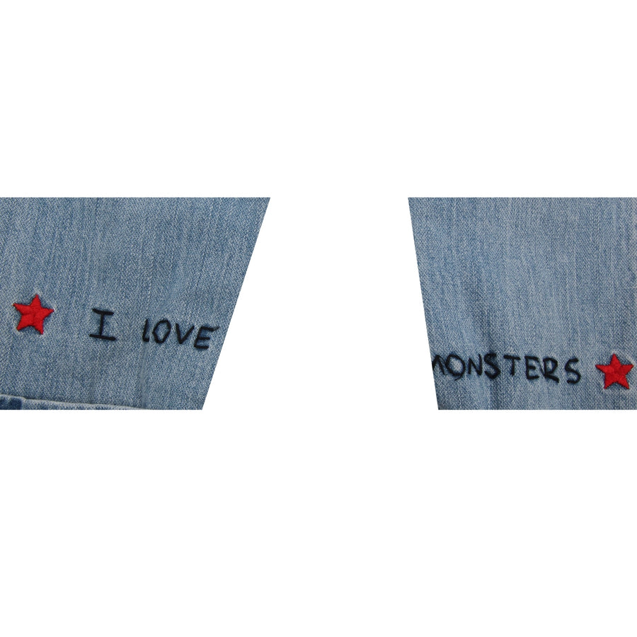 Gucci Kids I Love Monsters Light Denim Jeans - Retro Designer Wear