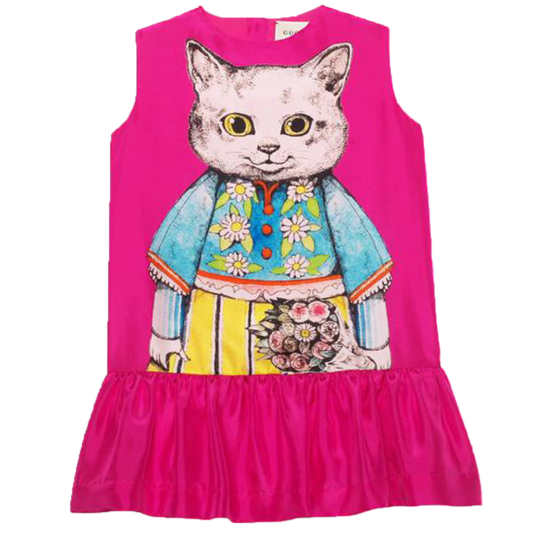 Gucci Girls Kitten Pink Silk Dress - Retro Designer Wear