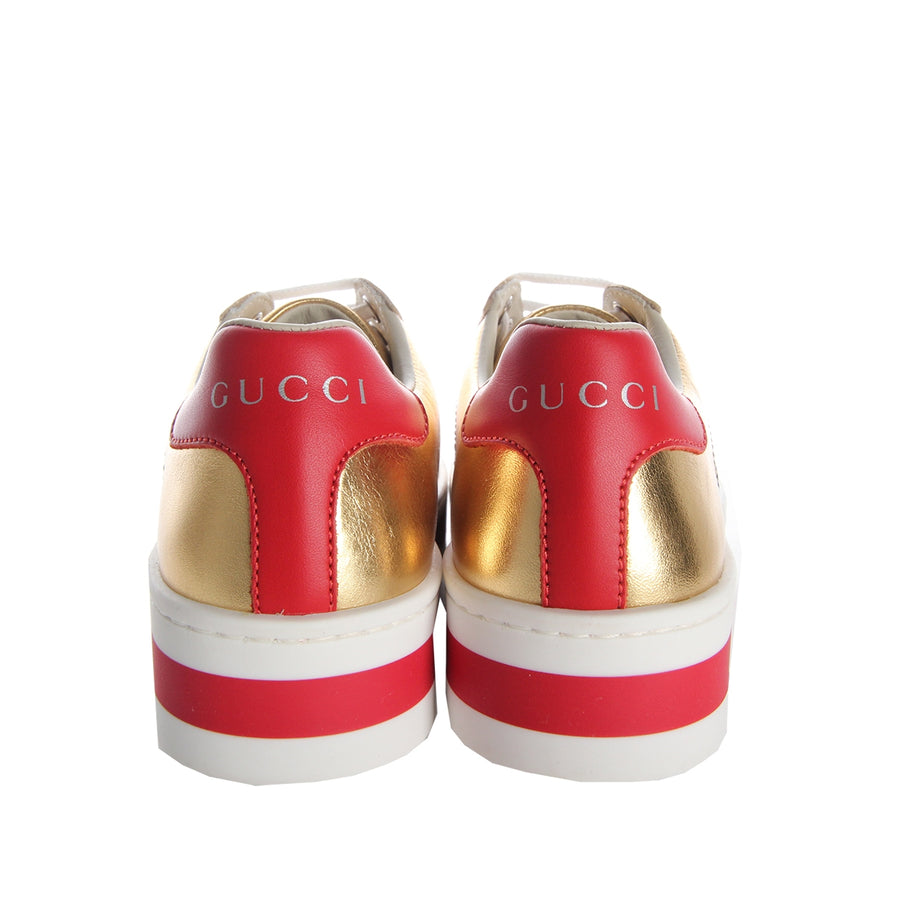 Gucci Girls Gold Leather Platform Trainers back 
