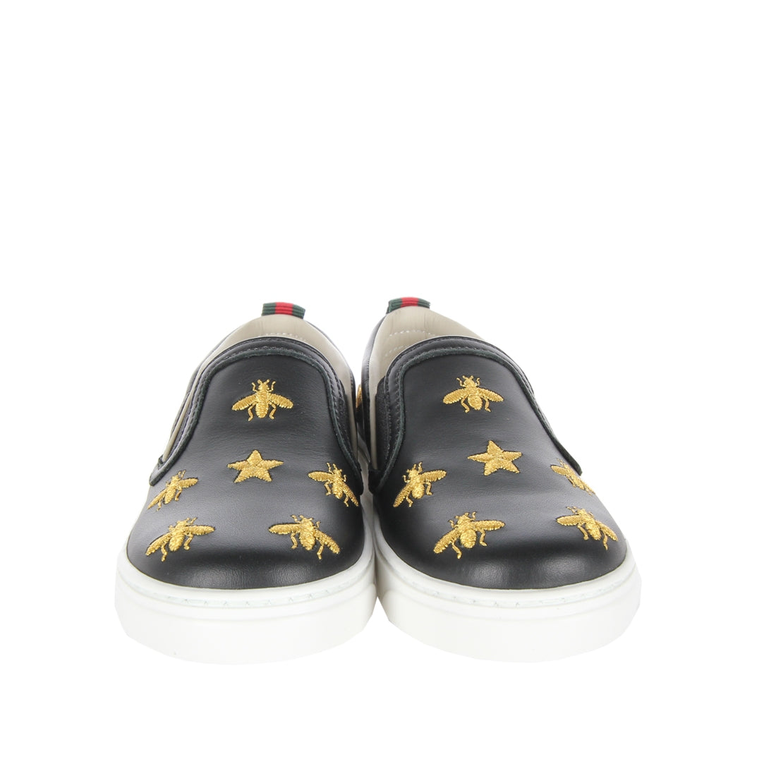 Gucci Kids Gold Stars and Bees Slip On Black Trainers - Retro Designer Wear