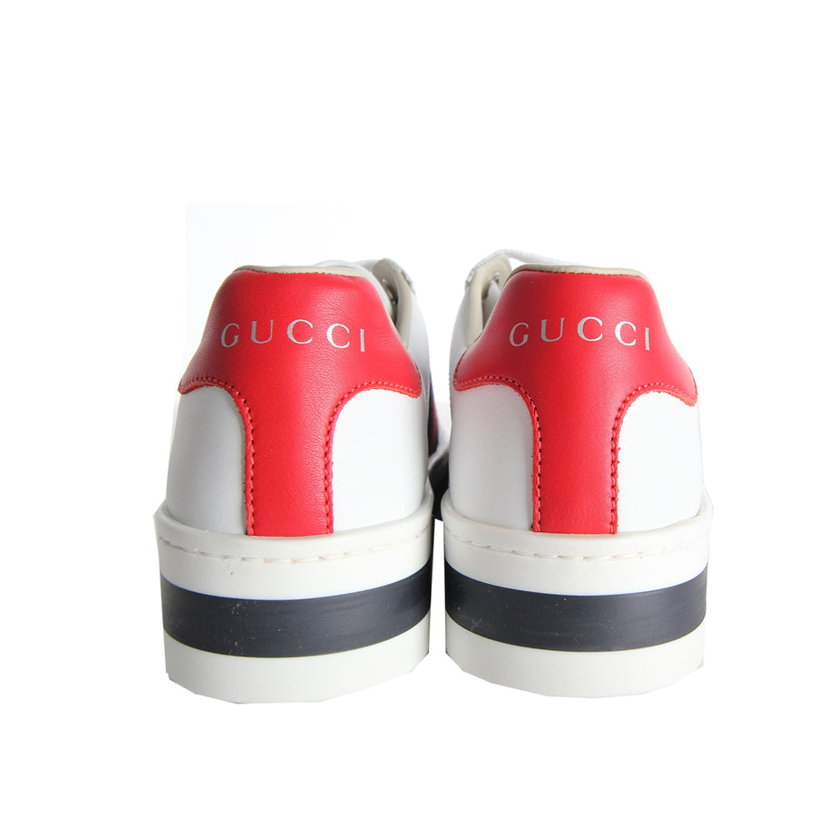 Gucci Kids White Leather Platform Trainers back 