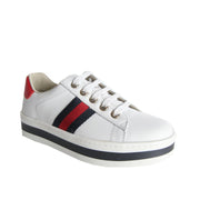 Gucci Kids White Leather Platform Trainers
