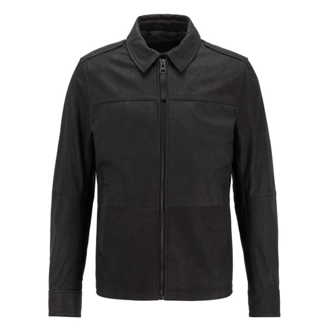 Hugo boss online navy leather jacket