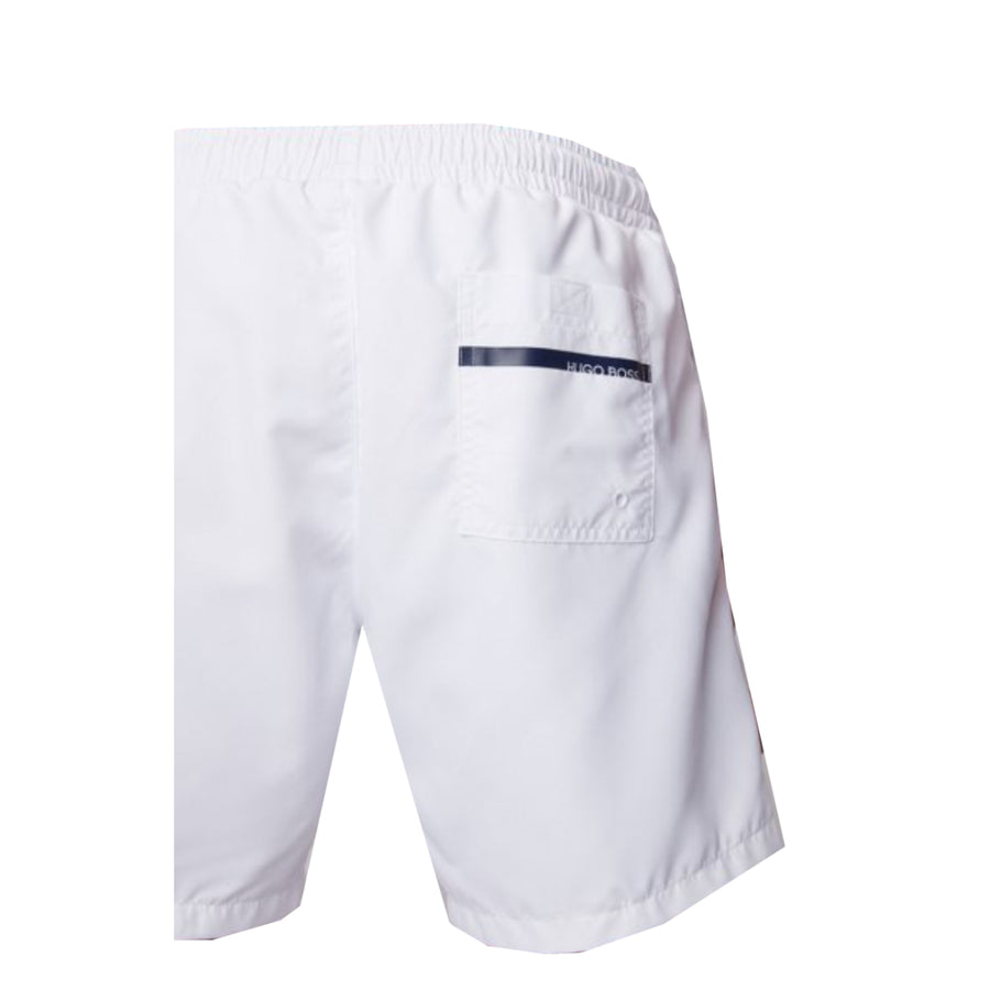 Hugo Boss White Swim Shorts With Heat-Sealed Logo Print