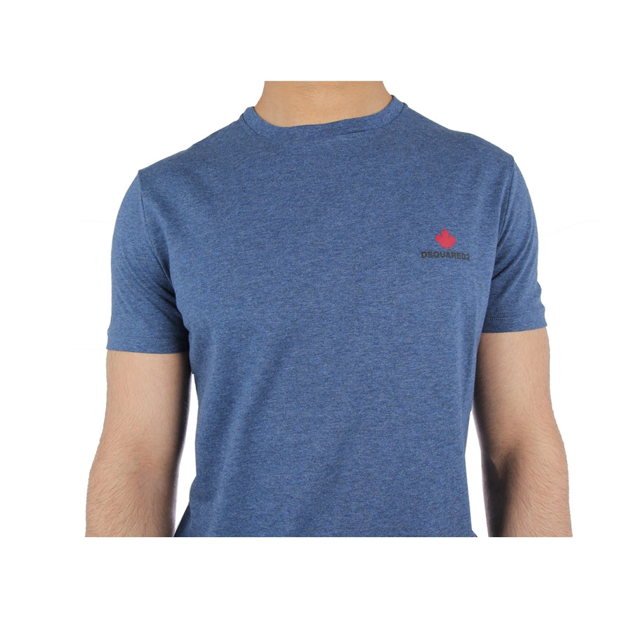 DSquared2 Red Leaf Logo Blue T-Shirt - Retro Designer Wear
