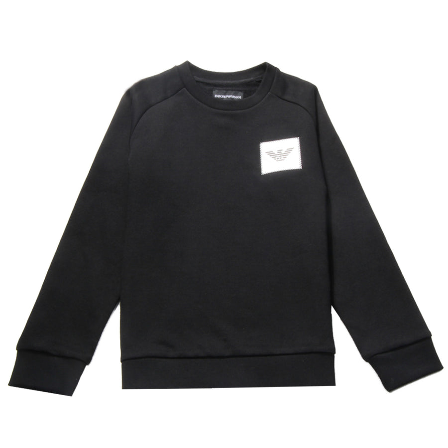 Emporio Armani Black chest Logo Patch Sweatshirt front 