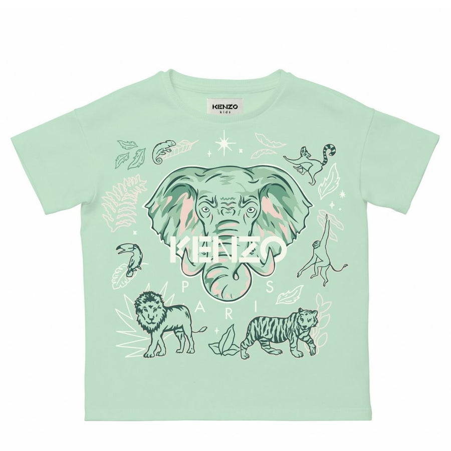 Kenzo Kids Green Elephant Print T-Shirt