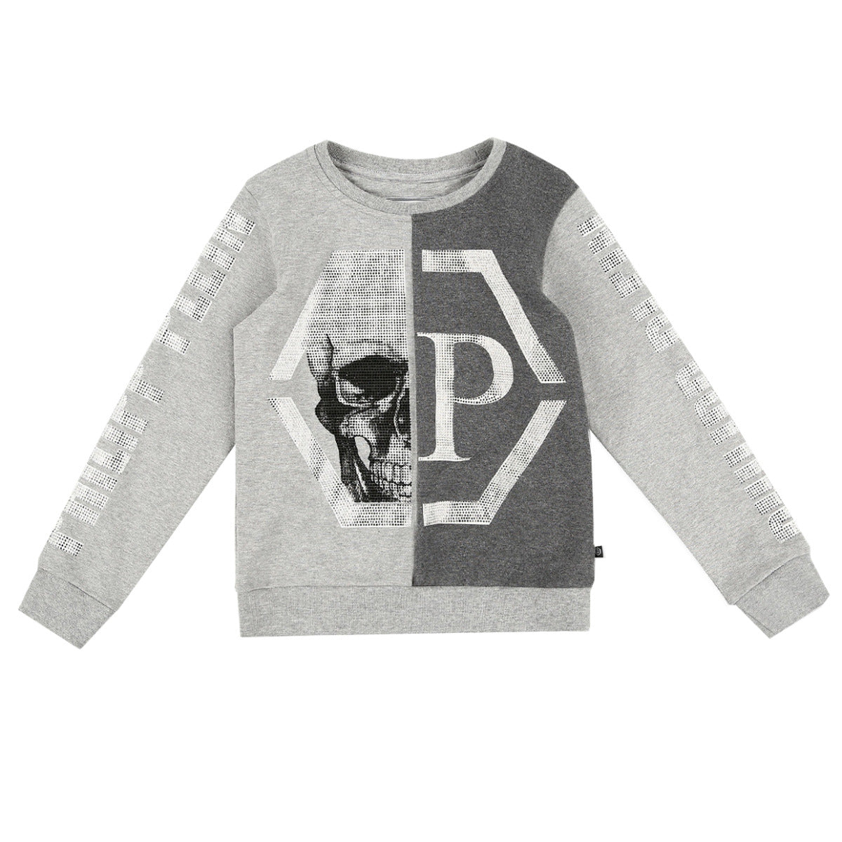 Philipp Plein Junior Grey Diamante Logo Sweatshirt  front 