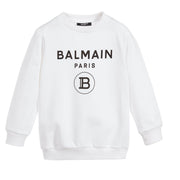 Balmain Kids  White and Black Logo Sweatshirt