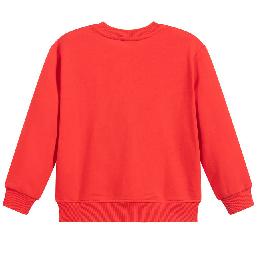 Moschino Kids Red Textured Logo Sweatshirt
