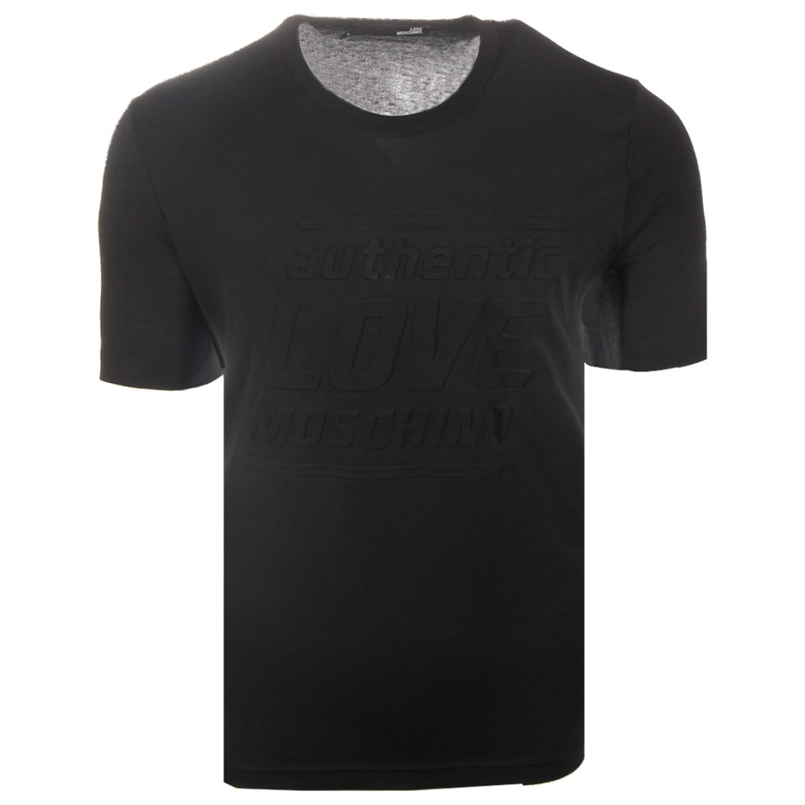 Love Moschino Embossed Logo Black T-Shirt Front