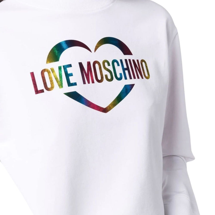 Love Moschino White Rainbow Logo Sweater