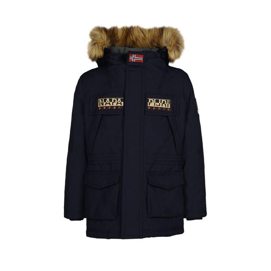 Napapijri Junior Skidoo Eco Fur Navy Jacket - Retro Designer Wear