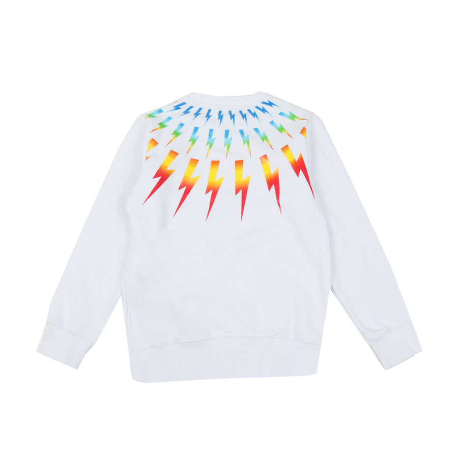 Neil Barrett Kids White Thunderbolt Print Sweatshirt