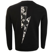 Neil Barrett Floral Thunderbolt Wing Black Sweatshirt