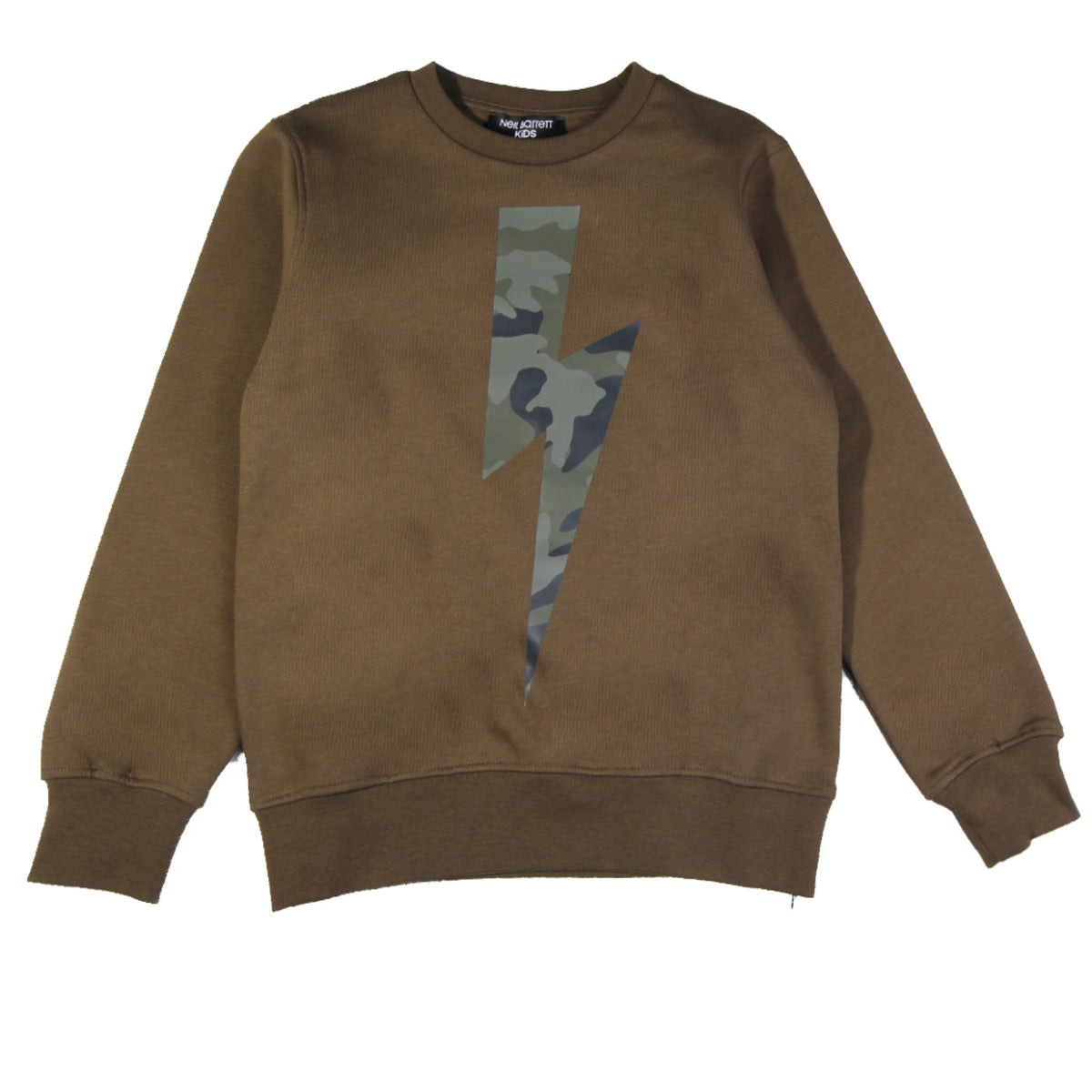 Neil Barrett Khaki Thunderbolt Logo Print Sweatshirt front 