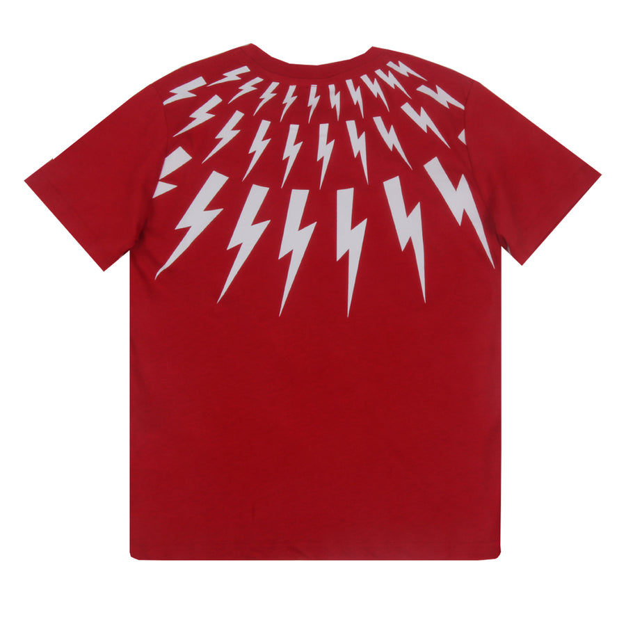 Neil Barrett Kids Red Thunderbolt Motif T-shirt