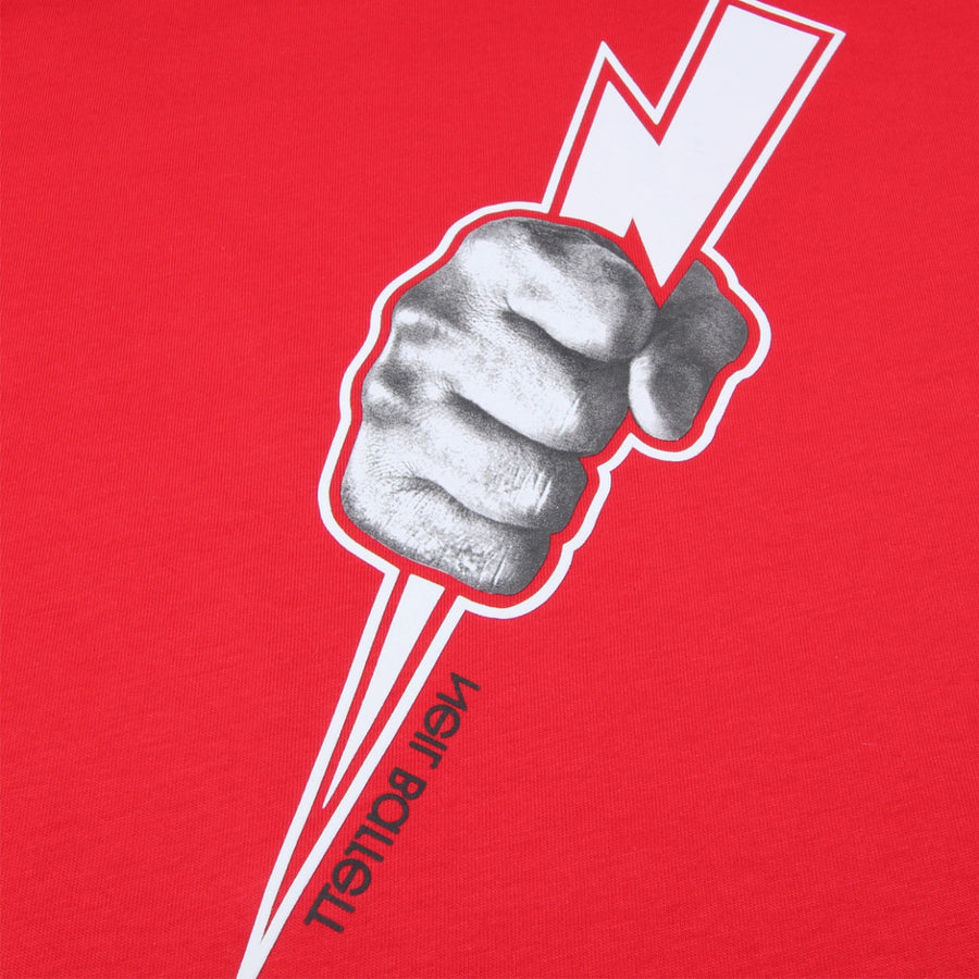 Neil Barrett Kids Hand Gripped Thunderbolt Red T-Shirt Detail
