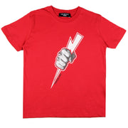 Neil Barrett Kids Hand Gripped Thunderbolt Red T-Shirt Front