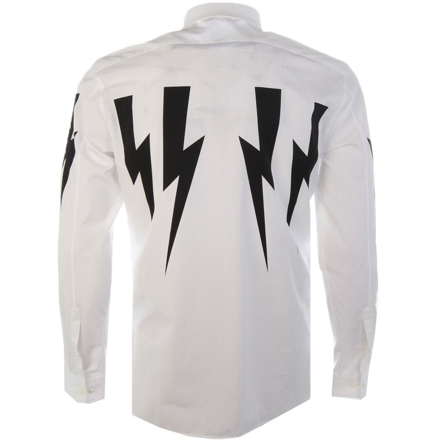 Neil Barrett Thunder Bolt Motif White Cotton Shirt