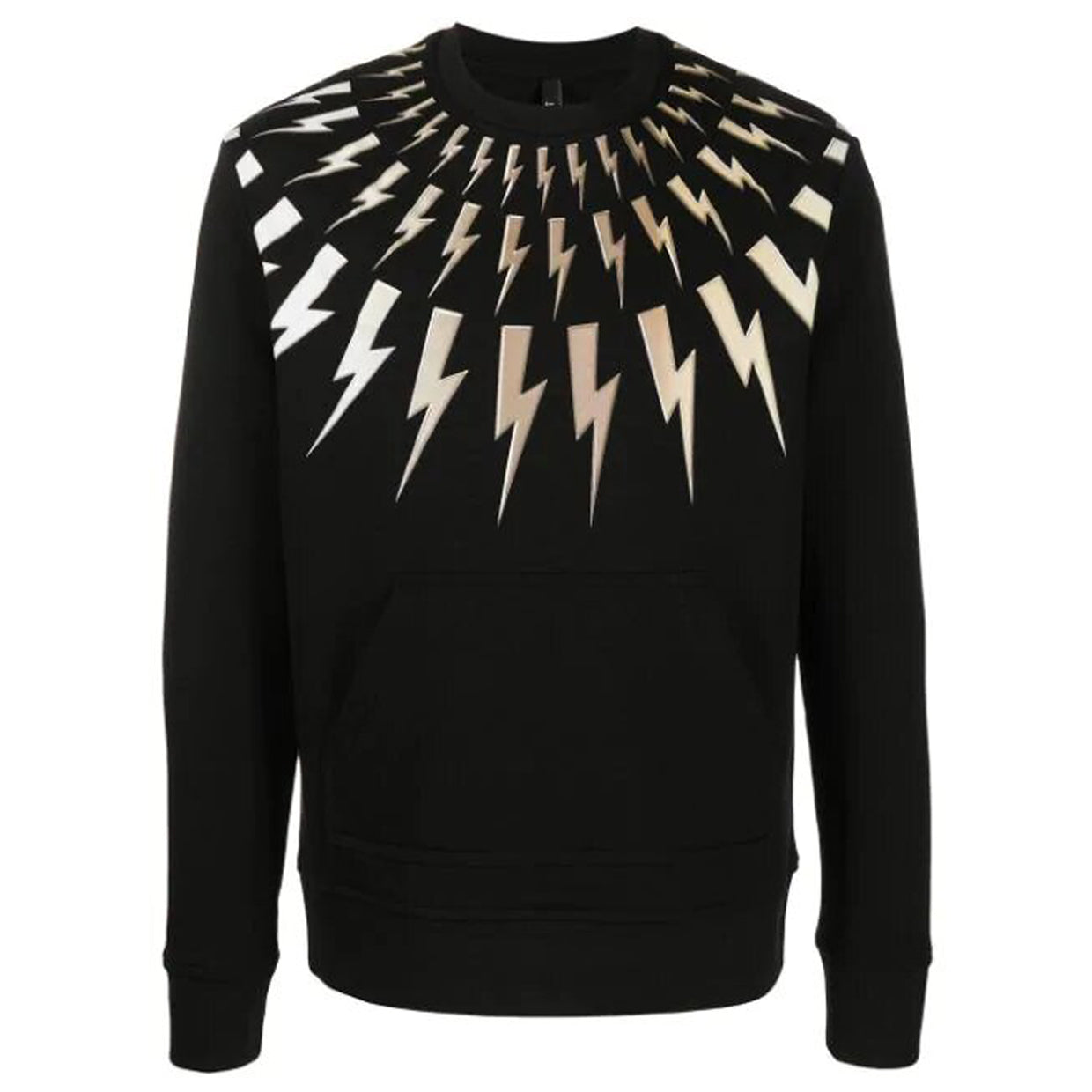 Neil Barrett Black Golden Thunderbolt Print Sweatshirt Retro Designer Wear