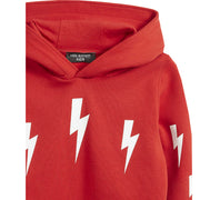 Neil Barrett Kids Red Thunderbolt Print Hooded Sweatshirt