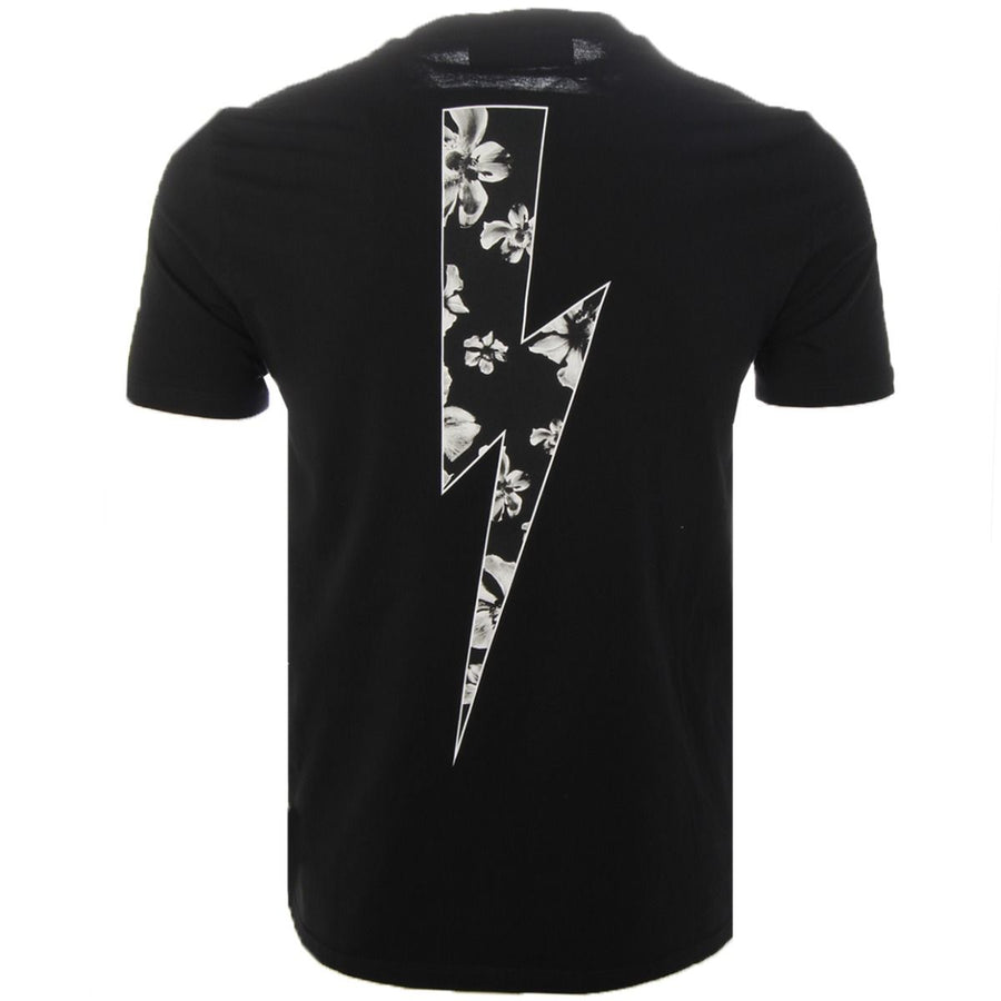 Neil Barrett Floral Thunderbolt Black T-Shirt